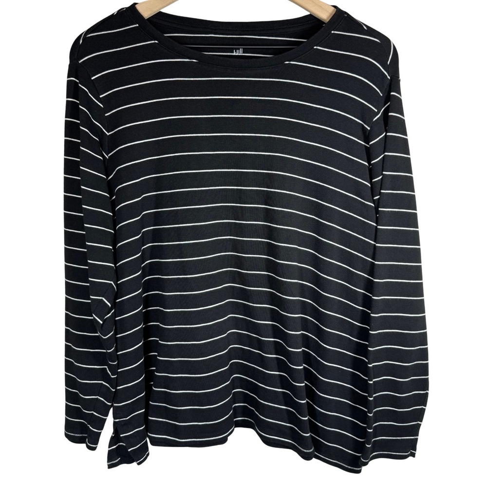 J. Jill XL Petite Long Sleeve Pima Crew Neck Tee Striped Essential Basic Cotton